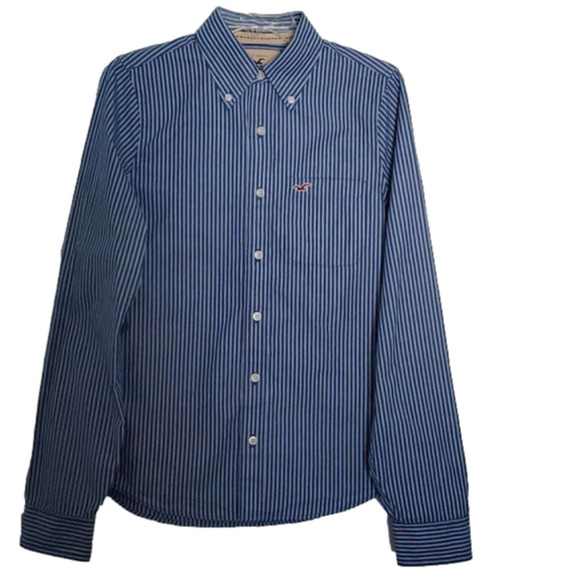 Hollister Icon Logo Pocket Striped Oxford Shirt Men's Size Small - Picture 1 of 9